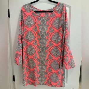 Yahada Large Pink Long Sleeve Shift Dress